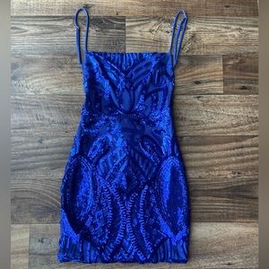 Lucy In The Sky StarStuck Sequin Dress in Royal Blue size small